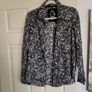 Chic Black and White Floral Shirt